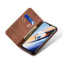 Cubix Denim Flip Cover for Oneplus 7T / One Plus 7T / 1+7T Case Premium Luxury Slim Wallet Folio Case Magnetic Closure Flip Cover with Stand and Credit Card Slot (Brown)