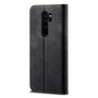 Cubix Denim Flip Cover for Redmi Note 8 Pro Case Premium Luxury Slim Wallet Folio Case Magnetic Closure Flip Cover with Stand and Credit Card Slot (Black)