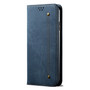 Cubix Denim Flip Cover for Oneplus 7T Pro / One Plus 7T Pro / 1+7T Pro Case Premium Luxury Slim Wallet Folio Case Magnetic Closure Flip Cover with Stand and Credit Card Slot (Blue)