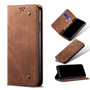 Cubix Denim Flip Cover for vivo V20 Pro Case Premium Luxury Slim Wallet Folio Case Magnetic Closure Flip Cover with Stand and Credit Card Slot (Brown)