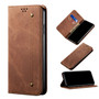 Cubix Denim Flip Cover for Oppo F19 Pro Case Premium Luxury Slim Wallet Folio Case Magnetic Closure Flip Cover with Stand and Credit Card Slot (Brown)