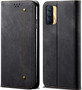 Cubix Denim Flip Cover for Realme X7 Case Premium Luxury Slim Wallet Folio Case Magnetic Closure Flip Cover with Stand and Credit Card Slot (Black)