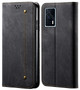 Cubix Denim Flip Cover for IQOO 7 5G Case Premium Luxury Slim Wallet Folio Case Magnetic Closure Flip Cover with Stand and Credit Card Slot (Black)