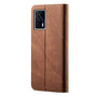 Cubix Denim Flip Cover for IQOO 7 5G Case Premium Luxury Slim Wallet Folio Case Magnetic Closure Flip Cover with Stand and Credit Card Slot (Brown)