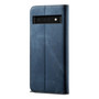 Cubix Denim Flip Cover for Google Pixel 6 Case Premium Luxury Slim Wallet Folio Case Magnetic Closure Flip Cover with Stand and Credit Card Slot (Blue)