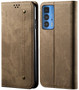Cubix Denim Flip Cover for Motorola Edge 20 Pro Case Premium Luxury Slim Wallet Folio Case Magnetic Closure Flip Cover with Stand and Credit Card Slot (Khaki)