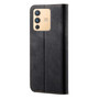Cubix Denim Flip Cover for Vivo V23 Pro 5G Case Premium Luxury Slim Wallet Folio Case Magnetic Closure Flip Cover with Stand and Credit Card Slot (Black)