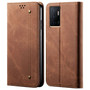 Cubix Denim Flip Cover for vivo V23e 5G Case Premium Luxury Slim Wallet Folio Case Magnetic Closure Flip Cover with Stand and Credit Card Slot (Brown)