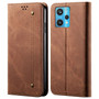 Cubix Denim Flip Cover for Realme 9 Pro+ / Plus Case Premium Luxury Slim Wallet Folio Case Magnetic Closure Flip Cover with Stand and Credit Card Slot (Brown)