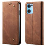 Cubix Denim Flip Cover for Oppo Reno7 5G Case Premium Luxury Slim Wallet Folio Case Magnetic Closure Flip Cover with Stand and Credit Card Slot (Brown)