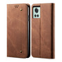 Cubix Denim Flip Cover for OnePlus 10R Case Premium Luxury Slim Wallet Folio Case Magnetic Closure Flip Cover with Stand and Credit Card Slot (Brown)