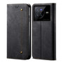 Cubix Denim Flip Cover for vivo X80 Case Premium Luxury Slim Wallet Folio Case Magnetic Closure Flip Cover with Stand and Credit Card Slot (Black)