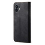 Cubix Denim Flip Cover for Nothing Phone (2) Case Premium Luxury Slim Wallet Folio Case Magnetic Closure Flip Cover with Stand and Credit Card Slot (Black)