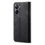 Cubix Denim Flip Cover for Realme 10 Pro Case Premium Luxury Slim Wallet Folio Case Magnetic Closure Flip Cover with Stand and Credit Card Slot (Black)