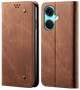 Cubix Denim Flip Cover for OnePlus Nord CE3 Case Premium Luxury Slim Wallet Folio Case Magnetic Closure Flip Cover with Stand and Credit Card Slot (Brown)