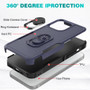 Cubix Mystery Case for Apple iPhone 15 Pro Max Military Grade Shockproof with Metal Ring Kickstand for Apple iPhone 15 Pro Max Phone Case - Navy Blue