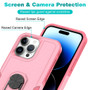 Cubix Mystery Case for Apple iPhone 15 Pro Max Military Grade Shockproof with Metal Ring Kickstand for Apple iPhone 15 Pro Max Phone Case - Pink