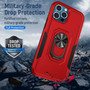 Cubix Defender Back Cover For Apple iPhone 12 Pro / iPhone 12 (6.1 Inch) Shockproof Dust Drop Proof 2-Layer Full Body Protection Rugged Heavy Duty Ring Cover Case (Red)