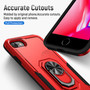 Cubix Defender Back Cover For Apple iPhone 8 / iPhone 7 / iPhone SE 2020/2022 Shockproof Dust Drop Proof 2-Layer Full Body Protection Rugged Heavy Duty Ring Cover Case (Red)