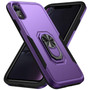 Cubix Defender Back Cover For Apple iPhone XR Shockproof Dust Drop Proof 2-Layer Full Body Protection Rugged Heavy Duty Ring Cover Case (Purple)
