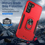 Cubix Defender Back Cover For Samsung Galaxy S21 Plus Shockproof Dust Drop Proof 2-Layer Full Body Protection Rugged Heavy Duty Ring Cover Case (Red)