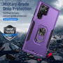 Cubix Defender Back Cover For Samsung Galaxy S22 Ultra Shockproof Dust Drop Proof 2-Layer Full Body Protection Rugged Heavy Duty Ring Cover Case (Purple)