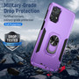 Cubix Defender Back Cover For Samsung Galaxy A32 Shockproof Dust Drop Proof 2-Layer Full Body Protection Rugged Heavy Duty Ring Cover Case (Purple)