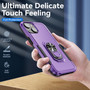 Cubix Defender Back Cover For Apple iPhone 14 Plus Shockproof Dust Drop Proof 2-Layer Full Body Protection Rugged Heavy Duty Ring Cover Case (Purple)