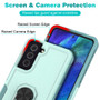 Cubix Mystery Case for Samsung Galaxy S21 FE Military Grade Shockproof with Metal Ring Kickstand for Samsung Galaxy S21 FE Phone Case - Aqua