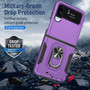 Cubix Defender Back Cover For Samsung Galaxy Z Flip 4 Shockproof Dust Drop Proof 2-Layer Full Body Protection Rugged Heavy Duty Ring Cover Case (Purple)