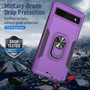 Cubix Defender Back Cover For Google Pixel 6A Shockproof Dust Drop Proof 2-Layer Full Body Protection Rugged Heavy Duty Ring Cover Case (Purple)