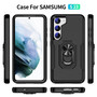 Cubix Defender Back Cover For Samsung Galaxy S23 Shockproof Dust Drop Proof 2-Layer Full Body Protection Rugged Heavy Duty Ring Cover Case (Black)