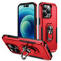 Cubix Defender Back Cover For Apple iPhone 15 Pro Shockproof Dust Drop Proof 2-Layer Full Body Protection Rugged Heavy Duty Ring Cover Case (Red)