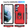 Cubix Defender Back Cover For Samsung Galaxy S23 Plus Shockproof Dust Drop Proof 2-Layer Full Body Protection Rugged Heavy Duty Ring Cover Case (Red)