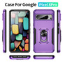 Cubix Defender Back Cover For Google Pixel 8 Pro Shockproof Dust Drop Proof 2-Layer Full Body Protection Rugged Heavy Duty Ring Cover Case (Purple)