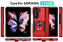 Cubix Defender Back Cover For Samsung Galaxy Z Fold 5 Shockproof Dust Drop Proof 2-Layer Full Body Protection Rugged Heavy Duty Ring Cover Case (Red)