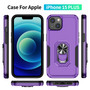 Cubix Defender Back Cover For Apple iPhone 15 Plus Shockproof Dust Drop Proof 2-Layer Full Body Protection Rugged Heavy Duty Ring Cover Case (Purple)