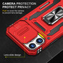 Cubix Artemis Series Back Cover for Apple iPhone 13 Pro Max Case with Stand & Slide Camera Cover Military Grade Drop Protection Case for Apple iPhone 13 Pro Max (Red) 