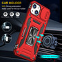 Cubix Artemis Series Back Cover for Apple iPhone 15 Case with Stand & Slide Camera Cover Military Grade Drop Protection Case for Apple iPhone 15 (Red) 