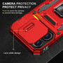 Cubix Artemis Series Back Cover for Apple iPhone 15 Pro Max Case with Stand & Slide Camera Cover Military Grade Drop Protection Case for Apple iPhone 15 Pro Max (Red) 