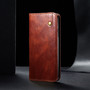 Cubix Flip Cover for OPPO F19  Handmade Leather Wallet Case with Kickstand Card Slots Magnetic Closure for OPPO F19 (Brown)