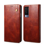 Cubix Flip Cover for Vivo V21e 5G  Handmade Leather Wallet Case with Kickstand Card Slots Magnetic Closure for Vivo V21e 5G (Brown)