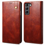 Cubix Flip Cover for Samsung Galaxy S22  Handmade Leather Wallet Case with Kickstand Card Slots Magnetic Closure for Samsung Galaxy S22 (Brown)