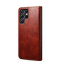 Cubix Flip Cover for Samsung Galaxy S22 Ultra  Handmade Leather Wallet Case with Kickstand Card Slots Magnetic Closure for Samsung Galaxy S22 Ultra (Brown)