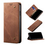 Cubix Denim Flip Cover for Samsung Galaxy S20 Plus Case Premium Luxury Slim Wallet Folio Case Magnetic Closure Flip Cover with Stand and Credit Card Slot (Brown)