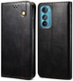 Cubix Flip Cover for Motorola Edge 30  Handmade Leather Wallet Case with Kickstand Card Slots Magnetic Closure for Motorola Edge 30 (Black)