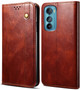 Cubix Flip Cover for Motorola Edge 30  Handmade Leather Wallet Case with Kickstand Card Slots Magnetic Closure for Motorola Edge 30 (Brown)