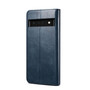 Cubix Flip Cover for Google Pixel 6a  Handmade Leather Wallet Case with Kickstand Card Slots Magnetic Closure for Google Pixel 6a (Navy Blue)