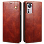 Cubix Flip Cover for Xiaomi 12 Pro  Handmade Leather Wallet Case with Kickstand Card Slots Magnetic Closure for Xiaomi 12 Pro (Brown)