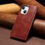 Cubix Flip Cover for Apple iPhone 14  Handmade Leather Wallet Case with Kickstand Card Slots Magnetic Closure for Apple iPhone 14 (Brown)